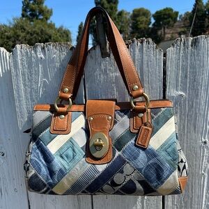 Coach B0893‑12216 Denim Patchwork Satchel – Hamptons/Legacy Era